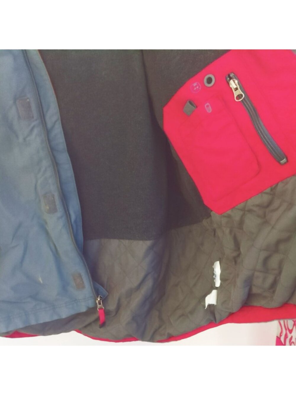 Gap Kids Boys Hooded Fleece Lined Colorblock Winter Jacket Red/Gray Size 14/16 - Picture 6 of 9